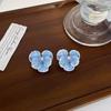 Pendientes de flores azules con pintura al óleo de Super Hada 2024, pequeños y frescos, con explosiones, pendientes de nicho, pendientes Mori