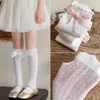 Calcetines de Verano para Niños, Calcetines de Malla con Lazo para Niñas, Calcetines Finos de Encaje hasta la Pantorrilla, Calcetines Dulces de Princesa de Media Pantorrilla