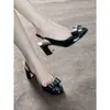 Sandalias Negras con Lazos Chuyuji para Mujer, Estilo Francés, Talón Abierto, Correa Única, Tacón Grueso, Zapatos Mary Jane