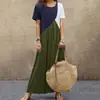 2022wish Amazon ebay Estação Primavera e Verão Europeia e Americana Estação Independente Costura Manga Curta Vestido Vestido de Praia Vestido Longo Feminino