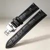 Correa de Reloj de Piel de Vaca de Primera Capa de Doble Cara de Liberación Rápida con Patrón de Bambú y Hebilla Mariposa, Disponible en Tamaños 13, 15, 17, 19, 21, 23 mm