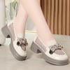 Mocassins de malha de sola macia de bico redondo transfronteiriços verão novos sapatos femininos que aumentam a altura mocassins de sola grossa mocassins femininos muffin de sola macia solteiros