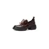 Mocassins retrô de couro macio com laço e sola grossa para mulheres, novidade outono 2026, slip-on, salto grosso, estilo britânico, sapatos de couro