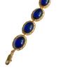 Conjunto de Collar y Pulsera de Vidrio Ovalado con Encaje Hueco Vintage de Época Media Chapado con Oro Real Marcado