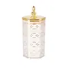 Pote Sextavado Selado com Tampa Plástico PET Transparente Branco Leitoso Jarra de Cereal para Mesa Caixa de Armazenamento de Grãos