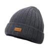 Gorro negro, jersey de otoño e invierno, con etiqueta de cuero, cálido gorro de punto, estilo japonés, estilo retro, para el frío urbano, gorro de lana 202