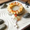 Pulseira de chifre esculpido em âmbar e resina com contas budistas e pingente de paz, item de artesanato popular online