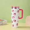 Taza de Coche Explosiva de 40 oz Gato Arcoíris Big Mac con Asa Termo de Acero Inoxidable de Gran Capacidad para Coche
