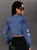 Hme Europeia e Americana Transfronteiriça Feminina Jaqueta Jeans Shorts Moda de Rua Marca de Moda Rasgada Moda Feminina Jaqueta Top Shein