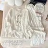 Xiaohongshu y Douyin: Nueva colección Otoño/Invierno de conjuntos de pijama de algodón nube a cuadros para mujer con copas incorporadas, adecuados para ventas transfronterizas