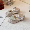 Zapatos de Princesa para Niñas 2026 Verano Nueva Moda Suela Suave Sandalias con Lentejuelas de Cristal y Moño Zapatos de Cuero Pequeños con Estilo para Bebé