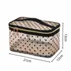 Bolsa de Maquillaje de Malla con Flocado de Amor Estilo Ins 2022, Bolsa de Almacenamiento de Malla Portátil, Neceser Transparente de Viaje