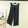 Calças modal de três quartos pantalona para mulheres, calças finas de pijama para casa de verão, calças casuais versáteis de cor sólida, calças largas para casa