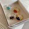 Anillo Abierto de Piedra Ovalada Bañado en Oro Real, Anillo de Dedo Índice de Lujo Ligero Europeo y Americano de Gama Alta, Anillo de Diseñador de Nicho