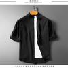 Camisa de Linho Manga Curta Estilo Japonês Verão Masculina Moda Marca Solta Casual Camisa Jaqueta plus size Moda Camisa Manga Meia de Algodão Linho