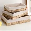 Cesta de Almacenamiento Tejida Estilo Japonés Bandeja de Almacenamiento para Mesa de Café de Sala de Estar Cesta para Llaves y Artículos Varios de Escritorio de Entrada Caja de Almacenamiento para Ropa Interior