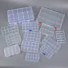 Caixa Plástica Transparente com Tampa de 10 Compartimentos, 15 Compartimentos, 24 Compartimentos, 28 Compartimentos para Organizar Miçangas, Joias, Ferragens e Equipamentos de Pesca