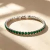 Transmisión en Vivo Transfronteriza Europea y Americana Suministro Moda Lujo Ligero Pulsera de Circonita de 4 mm Pulsera Tenis Unisex Joyería de Mano con Pedrería de Colores