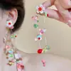 Brincos de Franja Coloridos com Contas Dopamina para Mulheres, Brincos Longos Exagerados de Verão Estilo Férias, Brincos Elegantes de Nicho