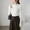 Camiseta base elegante de cuello alto de manga larga ajustada para otoño e invierno para mujer, top de moda estilo ins para chicas a la moda