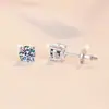Aretes de Tachuela de Cuatro Garras Plata de Ley S925 Aretes de Rosca Espiral para Mujer, Clásicos Sencillos Más Vendidos Aretes de Moissanita Venta al por Mayor Transfronterizo
