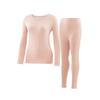 Conjunto de Ropa Interior Térmica Antibacterial 7A de Cuello Medio para Hombre Ropa de Otoño de Cachemira y Seda y Pantalones Largos Ropa Térmica de Cuello Redondo para Mujer