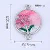 Nuevo Estilo Francés Retro Vintage Pintura al Óleo Floral Doble Colgante Materiales para Accesorios DIY Aleación de Gota de Aceite Al por Mayor