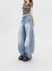 Jeans anchos de estilo retro americano para mujer, primavera y otoño, de cintura alta, corte holgado, adelgazantes, con una bonita caída, pantalones banana lavados de color claro