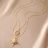 Collar de Oro de Venta Caliente Transfronterizo para Mujer, Set de 2, Colgantes de Luna y Sol, Estilo de Personalidad de Moda, Cadena para Clavícula, Al por Mayor en Stock
