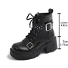 2026 Nuevo Modelo Transfronterizo 43 Talla Grande Botines Botines Cortos Tacón Grueso Plataforma Martin Estilo Europeo y Americano Con Cordones Suela Gruesa Botas para Mujer