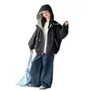Chaqueta con Capucha para Niñas Primavera y Otoño Estilo Nuevo Cortavientos Personalizado para Niños Top para Niñas Estilo Coreano Moda de Otoño para Niñas Mayores