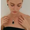 2024 Outono Cobre Banhado A Prata Obsidiana Colar Nicho Design Moda All-match High-end Colar Longo Ajustável