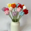 Tulipán de Crochet Creativo Cabeza Gruesa Producto Terminado Decoración del Hogar Exquisito Tejido de Hilo Tulipán Ramo Regalo
