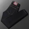 Jeans preto de alta qualidade italiano em Lyocell, não desbota, para homens, novo estilo outono e inverno, skinny slim-fit, stretch, forrado com fleece, moderno