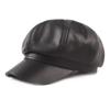 Sombrero Octogonal de Estilo Británico para Otoño e Invierno para Mujer, Boina Retro de Pintor, Boina Versátil Casual, Sombrero de Cuero para Mujer, Sombrero de Copa Plana de Moda para Hombre