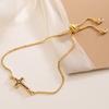 Pulsera de Cruz de Circonita Simple y Moderna de Venta Caliente Transfronteriza Aogu para Mujer INS Nicho Versátil Cobre Chapado en Oro Real