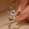 Anillo de Plata 925 con Moissanita de 1 Quilate para Mujer, Anillo Corona de Amor, Anillo de Compromiso de Cuatro Garras, Par de Anillos, Popular en Xiaohongshu
