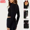 Top de yoga de manga larga transfronterizo para mujer, top de yoga con tiras cruzadas en la parte delantera, estilo ballet, versátil para deportes y fitness