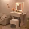 Armário de Armazenamento de Toucador Nórdico Toucador Econômico para Quarto e Cadeira para Apartamentos Pequenos Mesa de Maquiagem Moderna Simples com Espelho