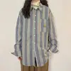 Camisa Larga de Rayas Verticales Holgada Estilo Retro Americano para Hombre, Nueva Camisa Chaqueta de Diseño Nicho Estilo Hong Kong para Mujer