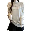 Moda Tallas Grandes Otoño/Invierno 2026 Reductor de Edad Elegante Ajustado Prenda Base Cuello Alto Manga Larga Suéter de Punto