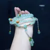 Colar de Pedra de Quartzo para Mulheres, Design Simples, Corrente para Suéter de Jade, Longo Estilo Vintage Chinês, Presente para Namorada