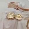 Botones Metálicos Texturizados Rayados Cuadrados Simples Versión Coreana Estilo Francés Vintage para Abrigos y Trajes