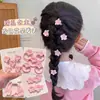 Grampo de Cabelo Flor de Cerejeira Rosa ~ Presilha para Franja de Menina Presilha Lateral Presilha Doce BB Corda de Cabelo Elástica Fofa Presilha para Franja Infantil