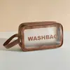 Bolsa de Higiene Pessoal Portátil Transparente Fosca à Prova d'Água Espessa de Grande Capacidade Estilo Coreano Saco de Maquiagem à Prova de Poeira