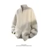 Novo cardigã confortável e solto com zíper e gola alta para outono e inverno, jaqueta suéter gola alta retrô, estilo masculino de alta qualidade e moderno