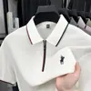 Camisa Polo Casual de Negocios para Hombre de Edad Media Estilo Nuevo Verano 2025 con Solapa de Seda de Morera Camiseta de Manga Corta de Color Sólido