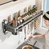 Ventosa Forte Prateleira de Temperos de Cozinha Doméstica Montada na Parede Sem Perfuração Multifuncional Porta-Faca e Hashi Prateleira de Armazenamento