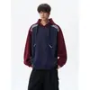 Moletom com Capuz Tie-Dye Bloco de Cores Estilo Relaxado Masculino Outono Tamanho Plus Tendência Solto Juventude Jaqueta Esportiva