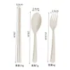 Juego de Tres Piezas de Cuchara, Palillos y Tenedor de Paja de Trigo para Amazon Transfronterizo, Juego de Cuchara, Tenedor y Palillos para Estudiantes, Vajilla Portátil, Regalo